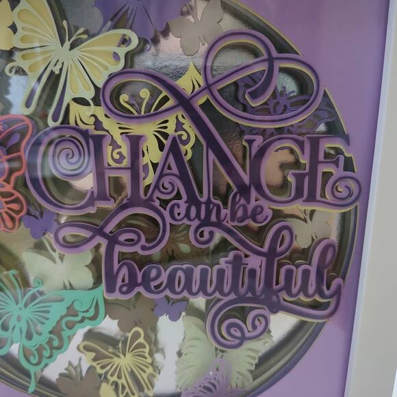 3D shadowbox in purple, yellow, greens and orange. - Picture 4 of 5